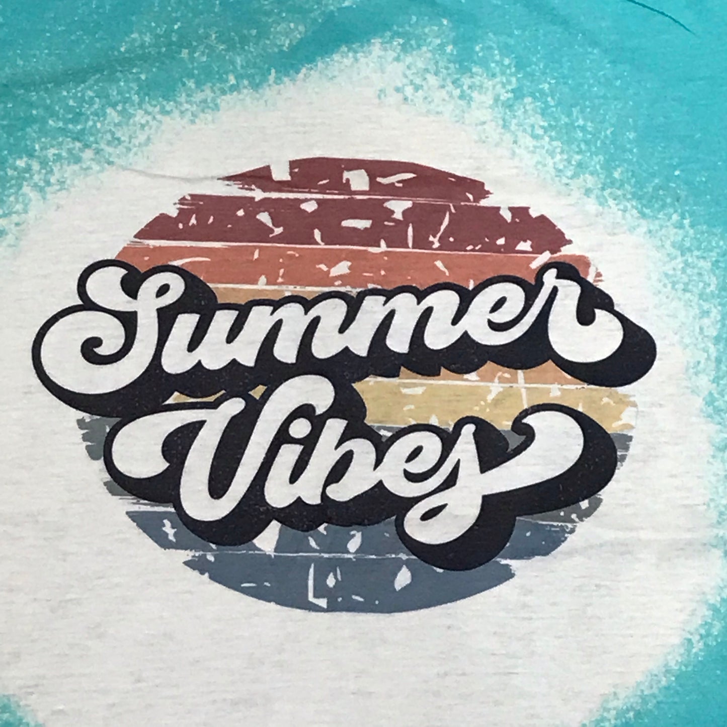 Summer Vibes Bleached Graphic Designer Short Sleeve T-Shirt