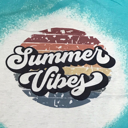 Summer Vibes Bleached Graphic Designer Short Sleeve T-Shirt