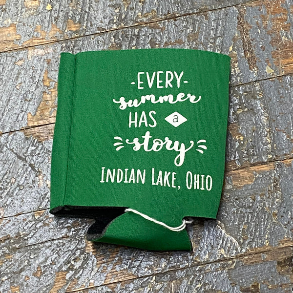 Can Hugger Coozie Drink Holder Summer Story Indian Lake Ohio Green