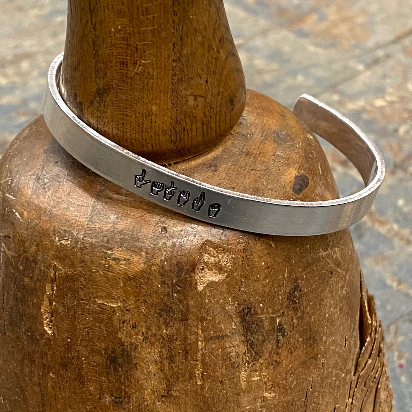 Indian Lake Lakers Sign Language Custom Stamped Cuff Bracelet