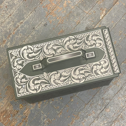 Laser Engraved Metal Military Ammo Can Large Lion Scroll