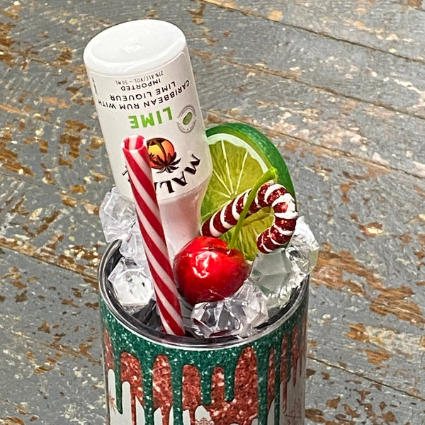 Christmas Holiday He Sees You When You're Drinking Garnished Lid Tall Skinny Tumbler