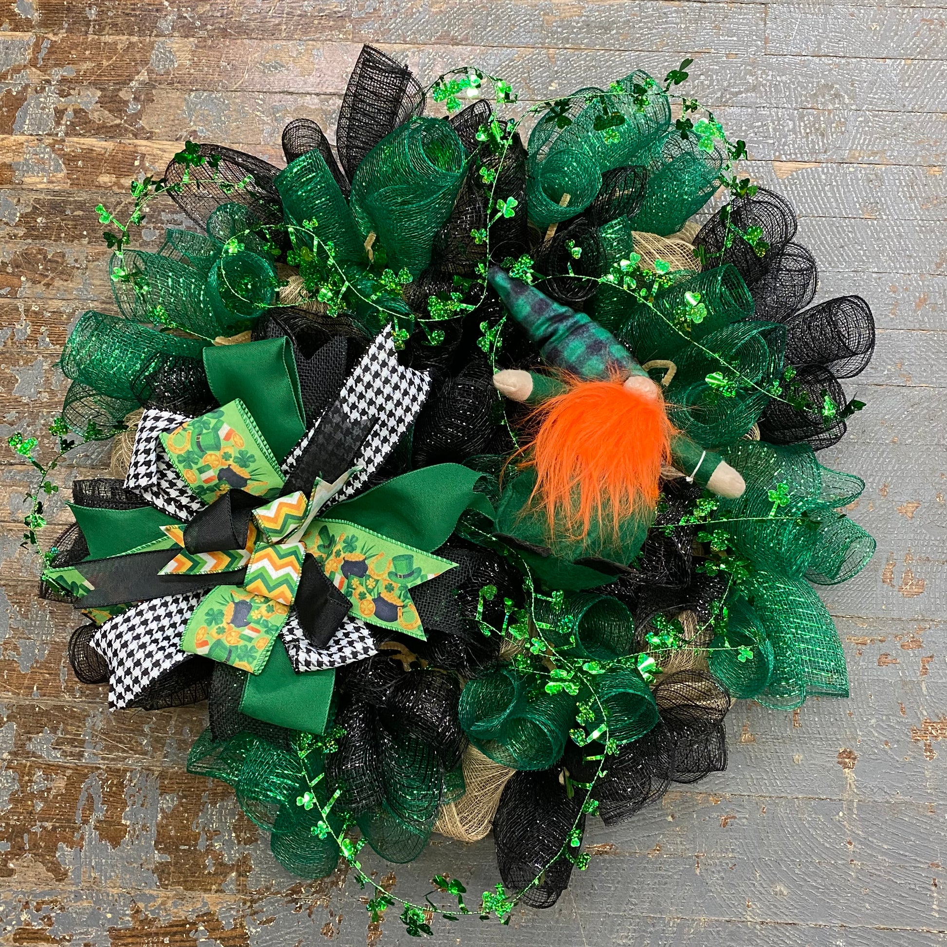 Pot of Gold Leprechaun Happy St Patrick's Day Seasonal Holiday Wreath Door Hanger