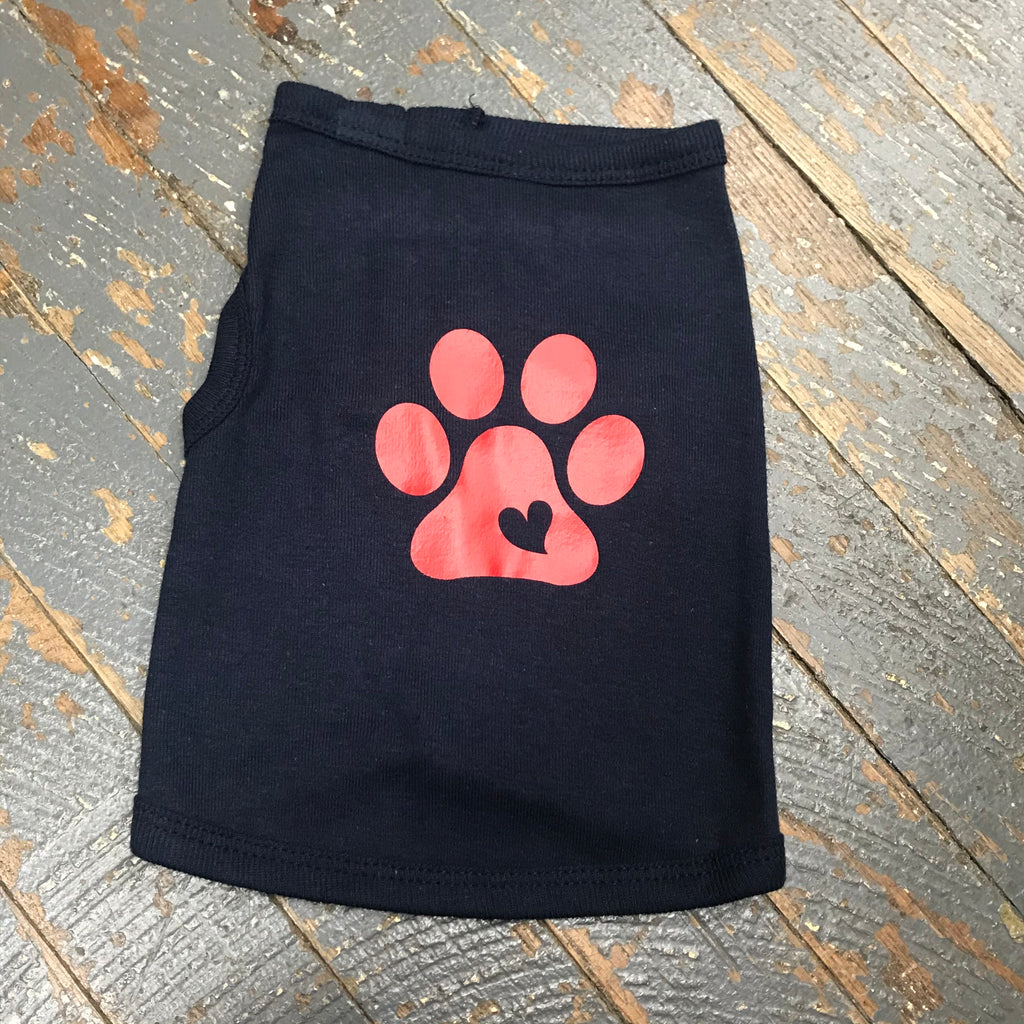 Paw Print Heart Navy Blue Dog Pet T-Shirt Doggie Skins Tank Apparel Back