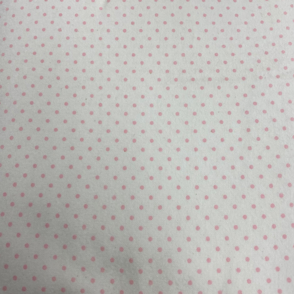 Super Snuggle Flannel Quilt Fabric by the Yard Cotton Material Pink White Dots