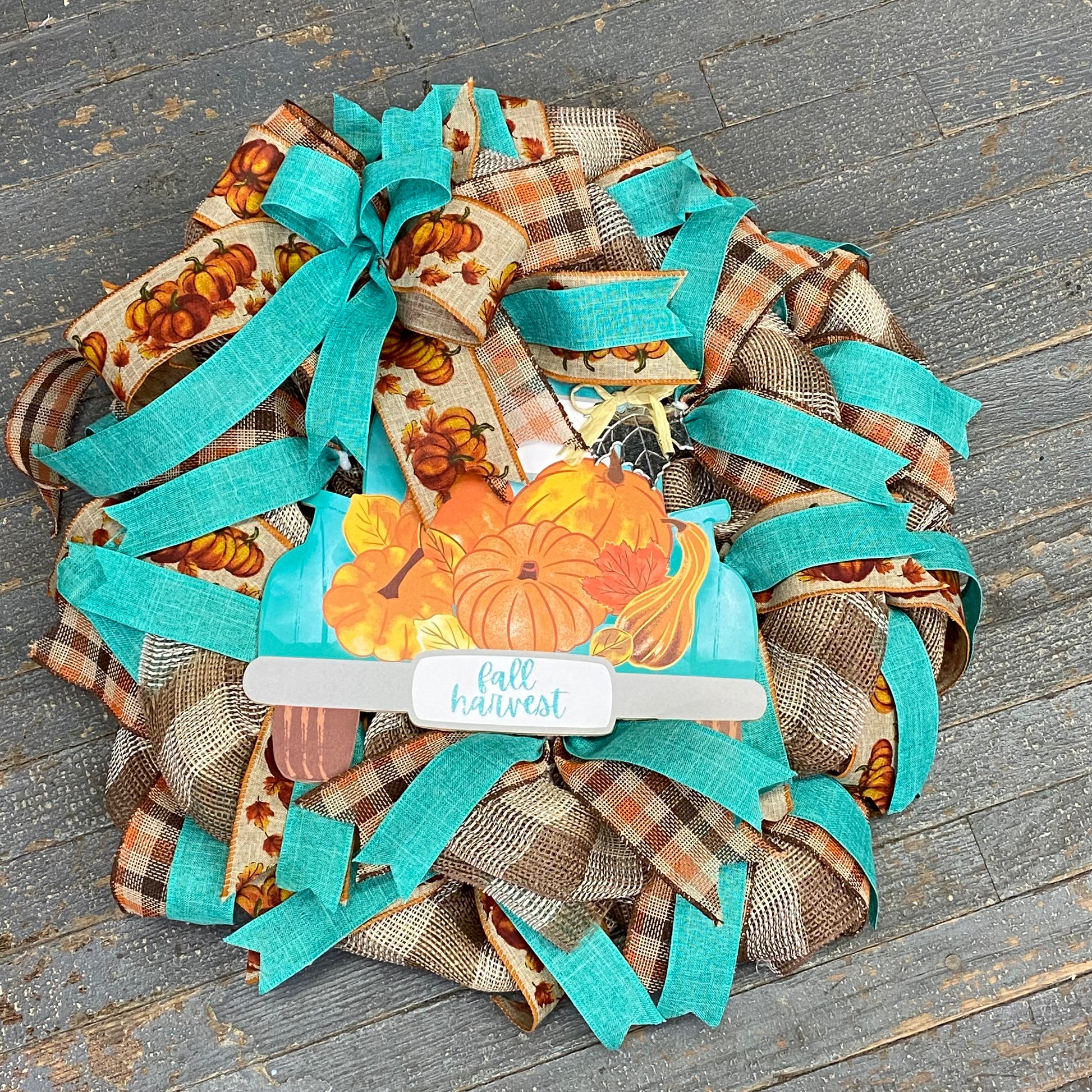 Fall Harvest Pumpkin Burlap Holiday Wreath Door Hanger