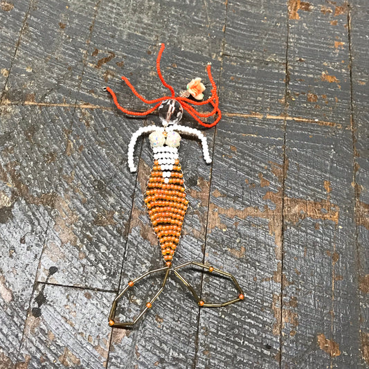 Beaded Mermaid Ocean Art with Stand Orange Tones