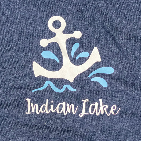 Indian Lake Anchor Splash Graphic Designer Long Sleeve Crew Neck Sweatshirt Navy