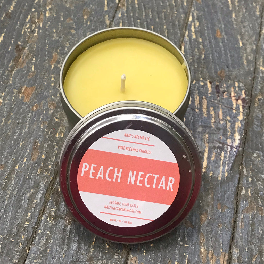 Pure Beeswax Peach Nectar Tin Candle