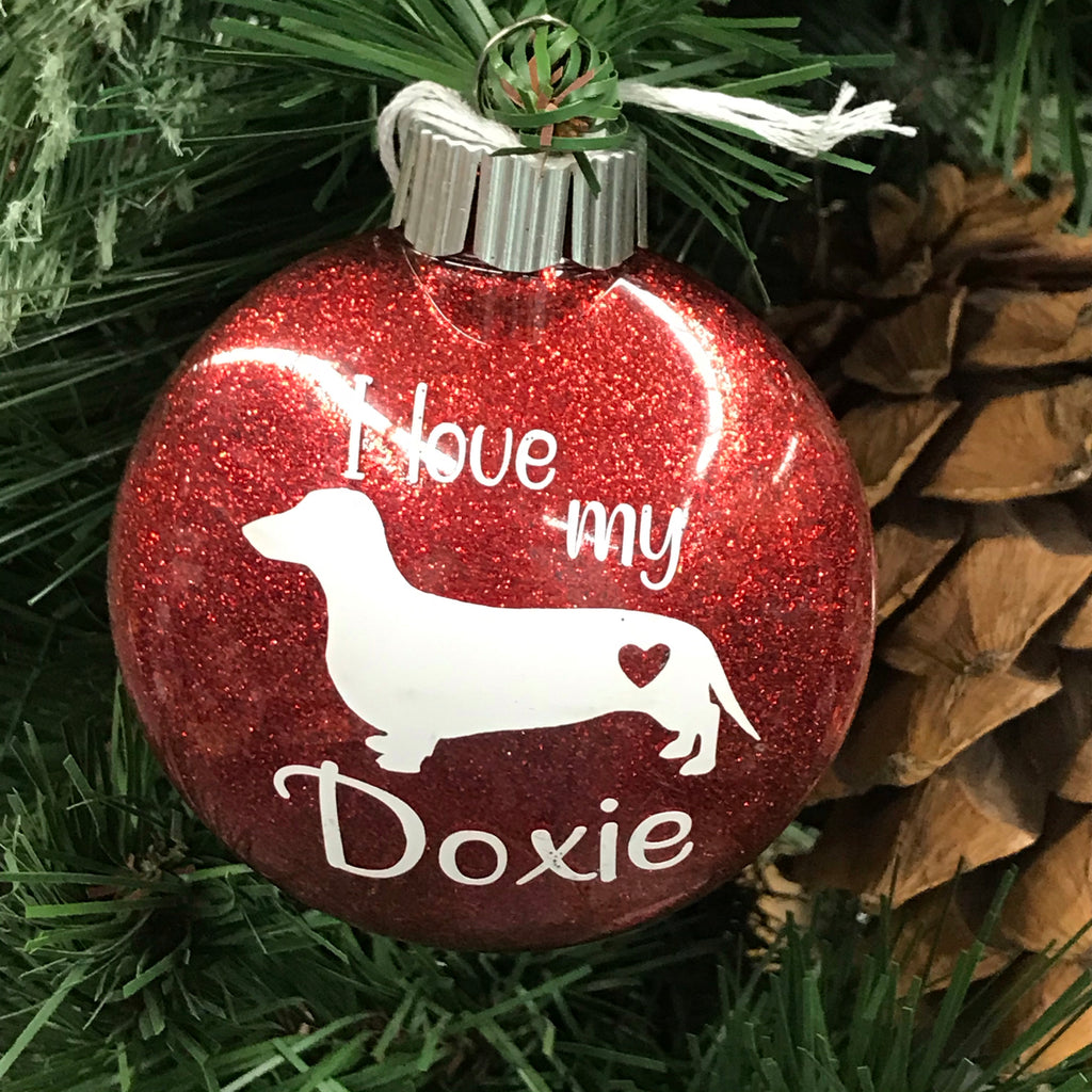 Holiday Christmas Tree Ornament I Love My Dog Doxie