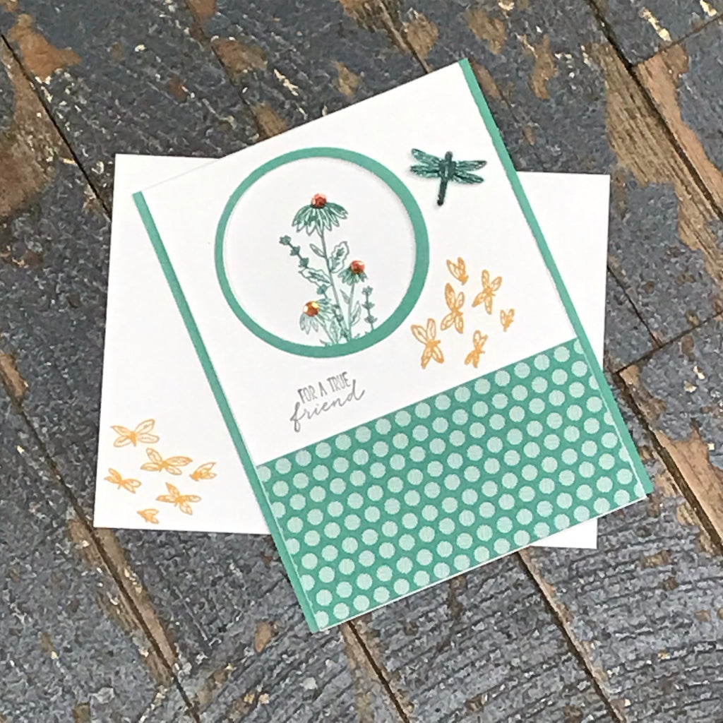 For a True Friend Dragonfly Handmade Stampin Up Greeting Card with Envelope