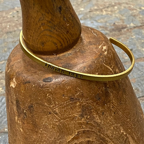 Indian Lake Gold Plated Skinny Custom Stamped Cuff Bracelet