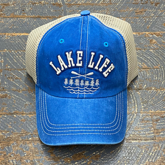 Lake Life Paddle Hat Blue Embroidered Trucker Ball Cap