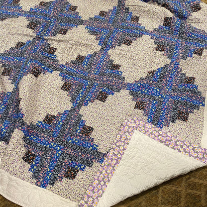 Floral Square Diamond Patch Handmade Piece Quilt Cotton Blanket Throw