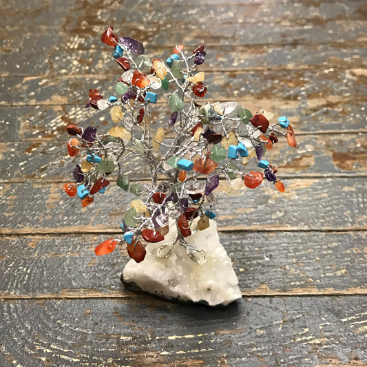 Semiprecious Natural Gemstone Wishing Tree Peach Moonstone Silver Wire