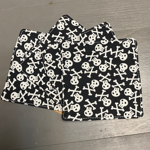 Handmade Fabric Cloth Reversible Coaster Set Skeleton