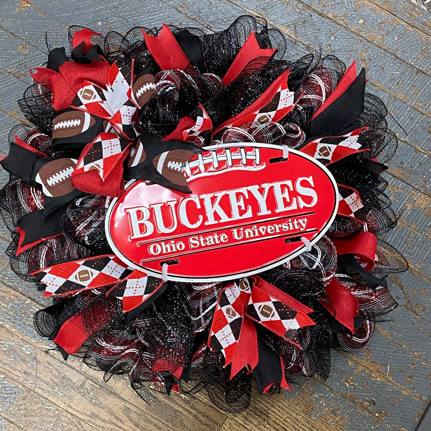 Ohio State Football OSU Seasonal Holiday Wreath Door Hanger