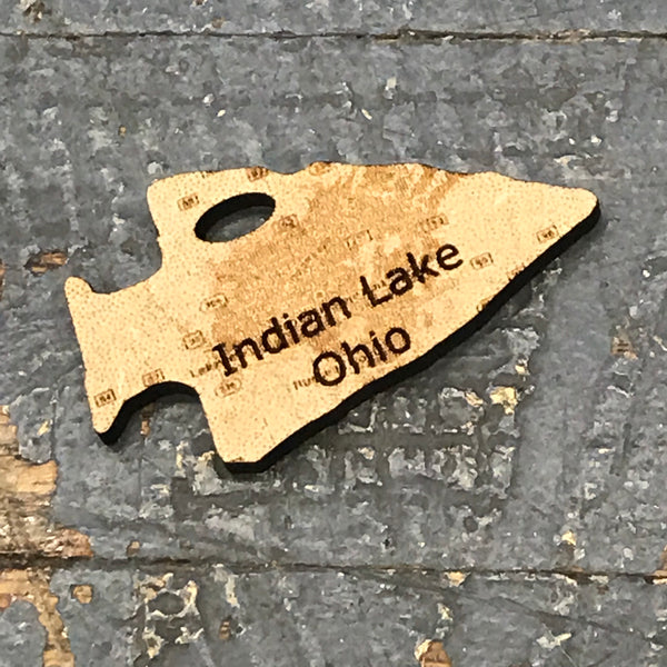 Indian Lake Ohio Arrowhead Wood Engraved Holiday Christmas Tree Ornament Key Chain