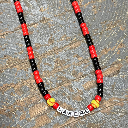 Handmade Beaded Necklace Softball Indian Lake Lakers