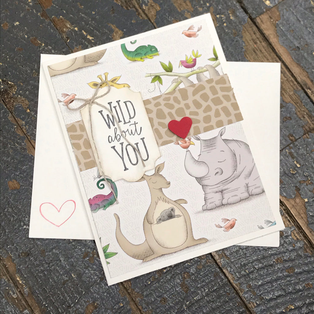 Wild About You Zoo Animals Handmade Stampin Up Greeting Card with Envelope