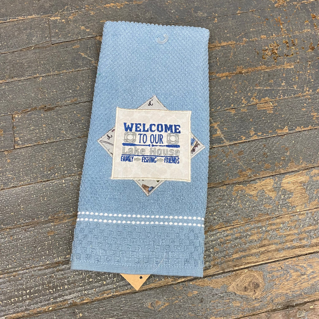 Kitchen Hand Towel Quilt Cloth Welcome Lake House Family Fish