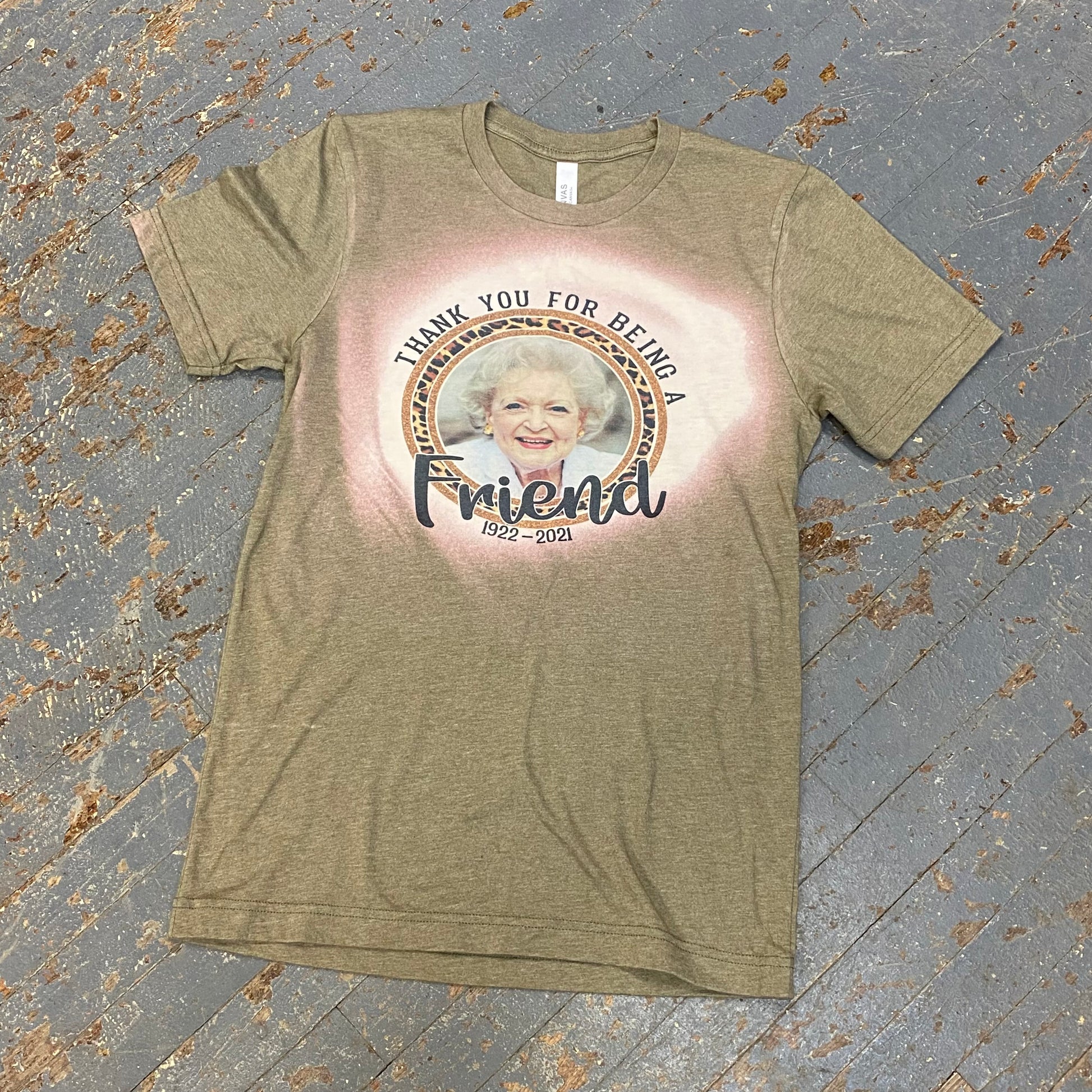 Golden Girls Betty White Thank You Being Friend Bleached Graphic Designer Short Sleeve T-Shirt