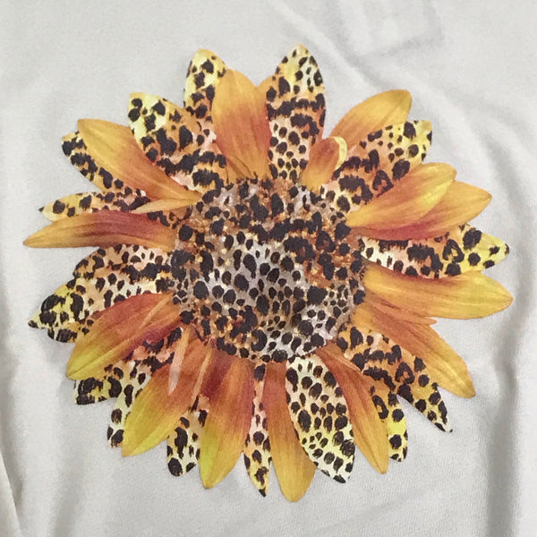 Sunflower Leopard Graphic Designer Long Sleeve Sweatshirt