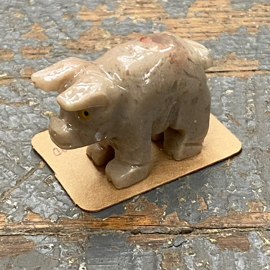 Soapstone Miniature Animal Figurine Farm Pig