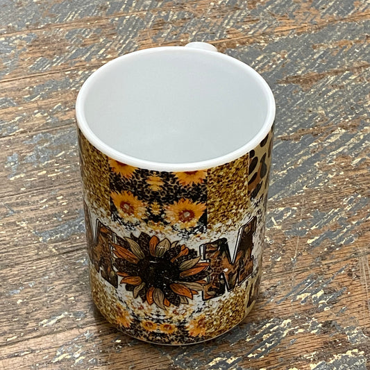 Mom Sunflower Animal Print 12oz Beverage Drink Coffee Mug White