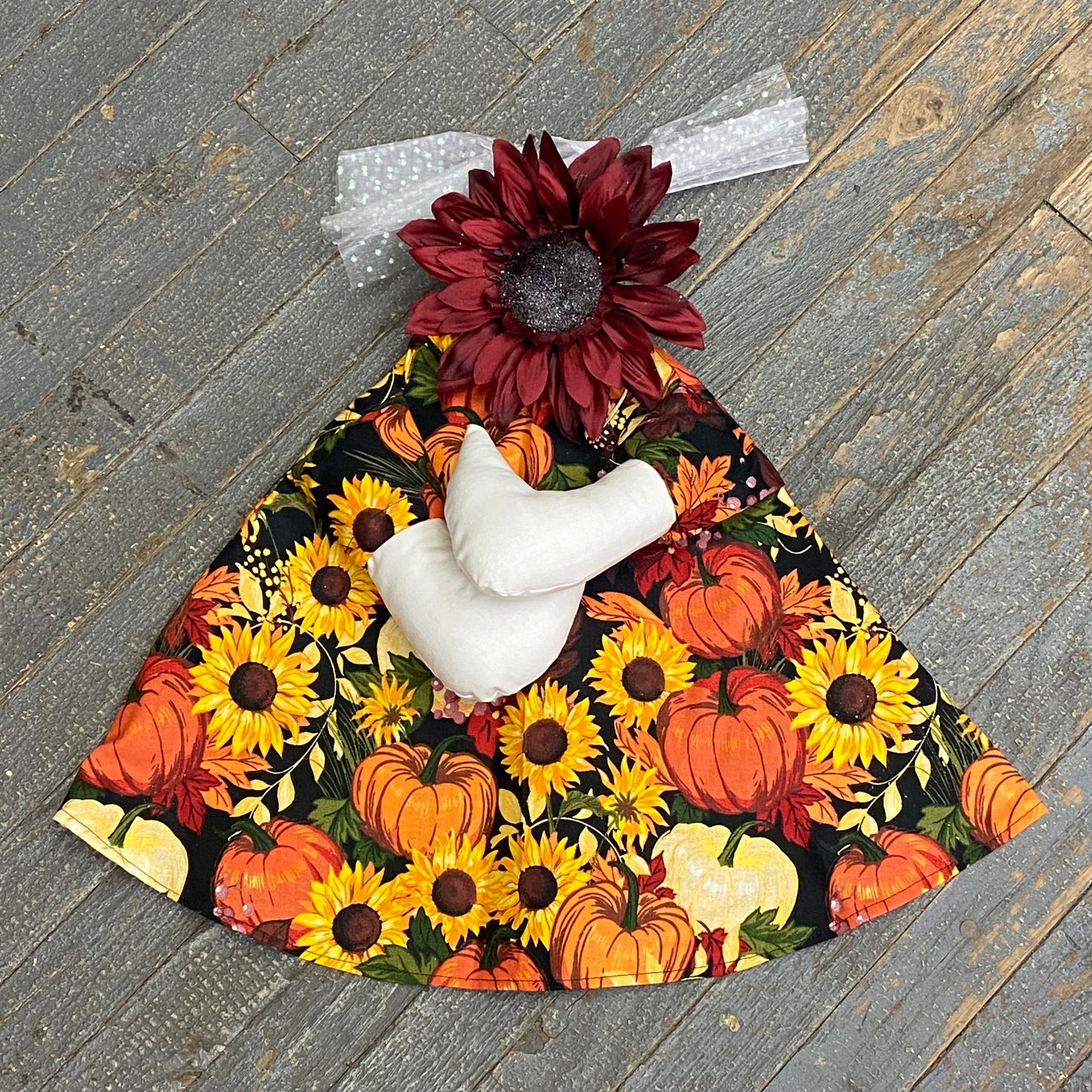 Goose Clothes Complete Holiday Goose Outfit Sunflower Fall Harvest Dress and Flower Hat