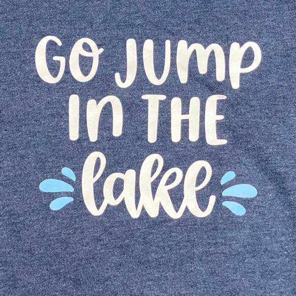 Go Jump in the Lake Graphic Designer Long Sleeve Crew Neck Sweatshirt Navy