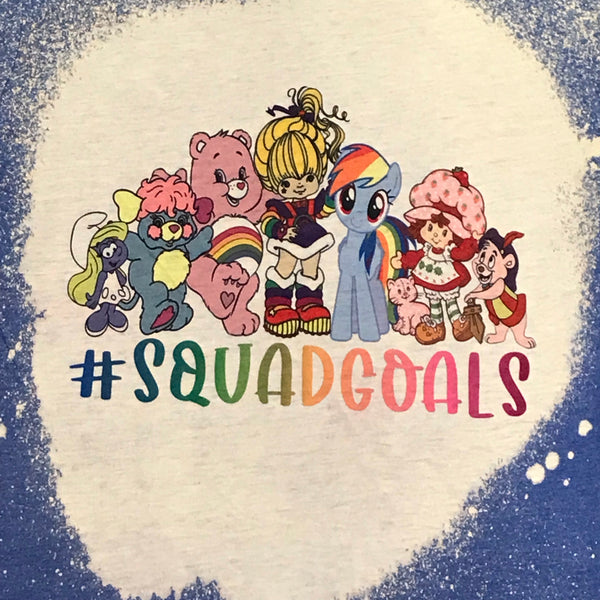 Squad Goals 80s Cartoon Bleached Graphic Designer Short Sleeve T-Shirt