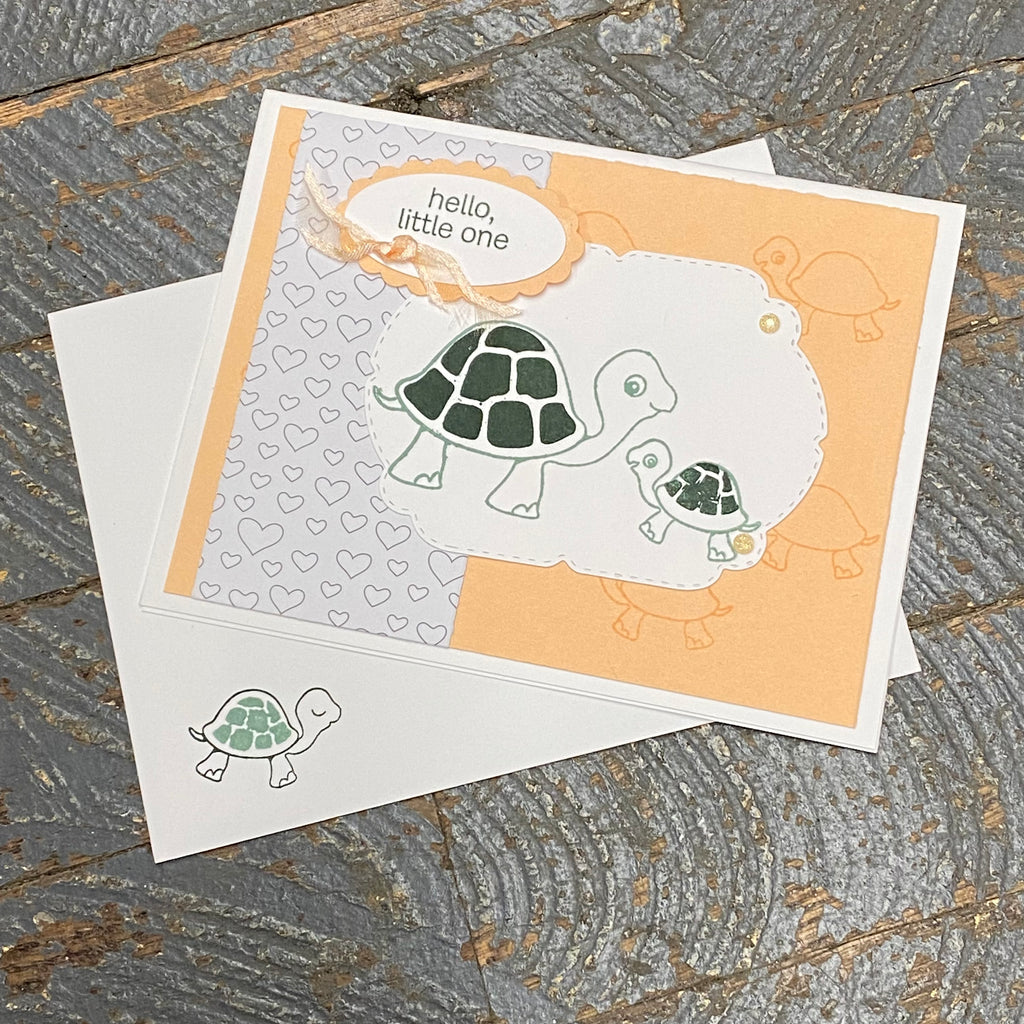 Hello Little One Baby Turtle Design Handmade Stampin Up Greeting Card with Envelope