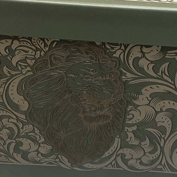 Laser Engraved Metal Military Ammo Can Large Lion Scroll
