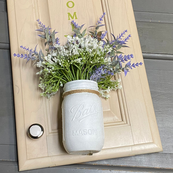 Welcome Mason Jar Lavender Floral Wall Sign