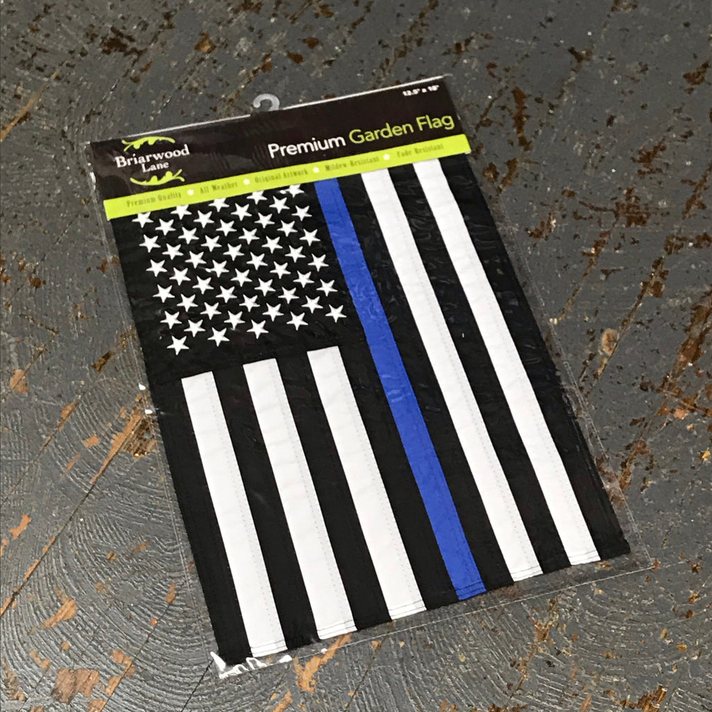 American Flag Embroidered Stars Thin Blue Line Police Garden Flag