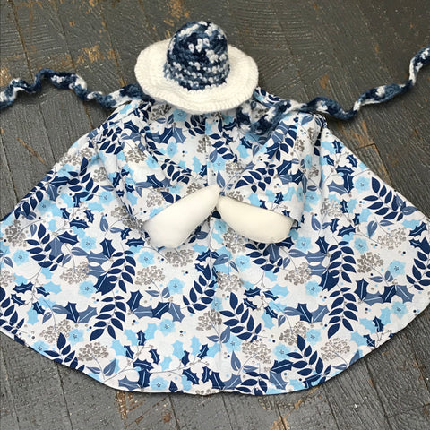 Goose Clothes Complete Holiday Goose Outfit Winter Blue Holly Floral Dress and Hat Costume