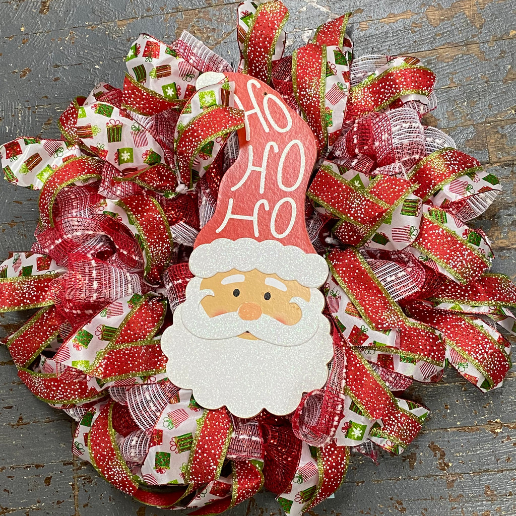 Ho Ho Ho Santa Christmas Presents Seasonal Holiday Wreath Door Hanger