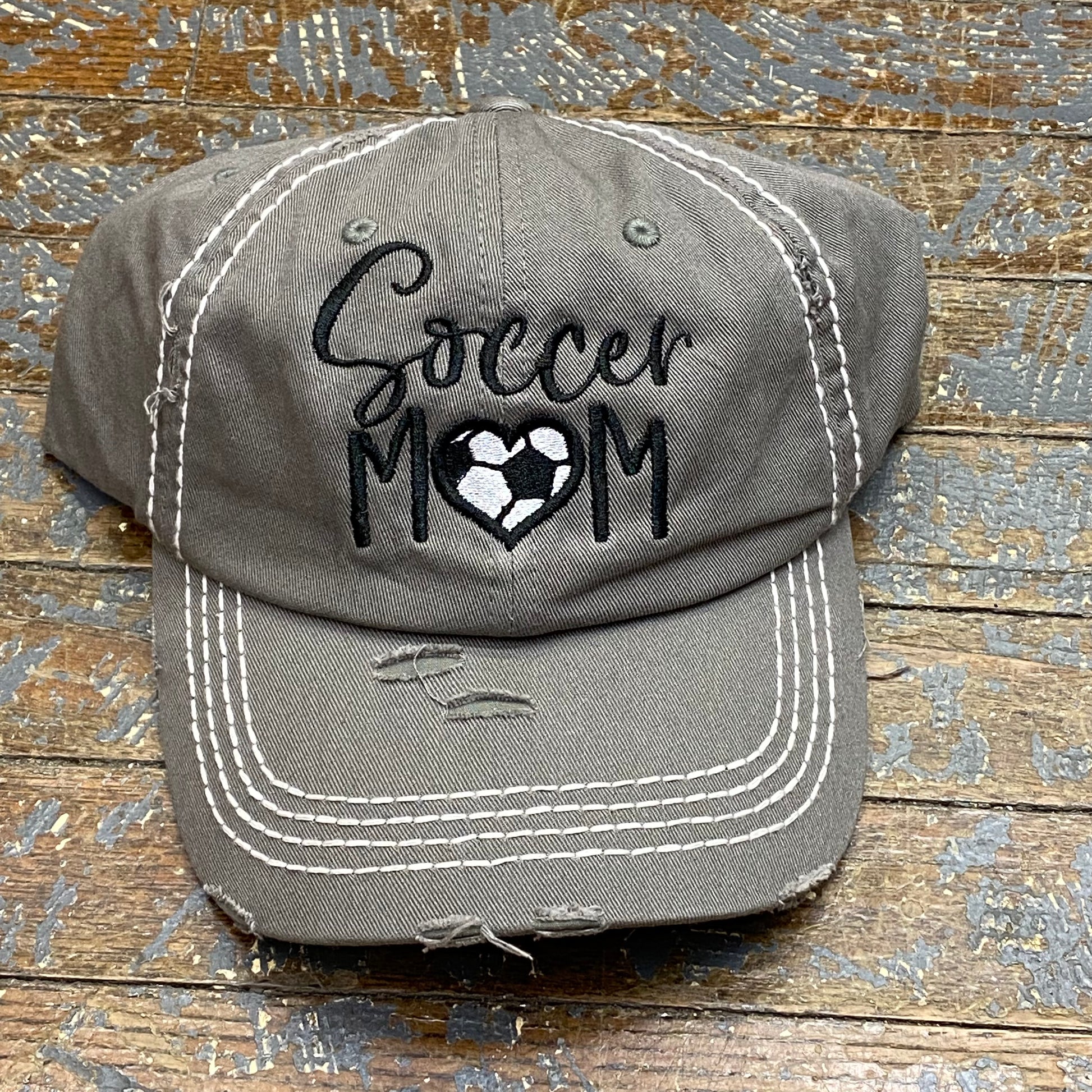 Soccer Mom Rugged Grey Embroidered Ball Cap