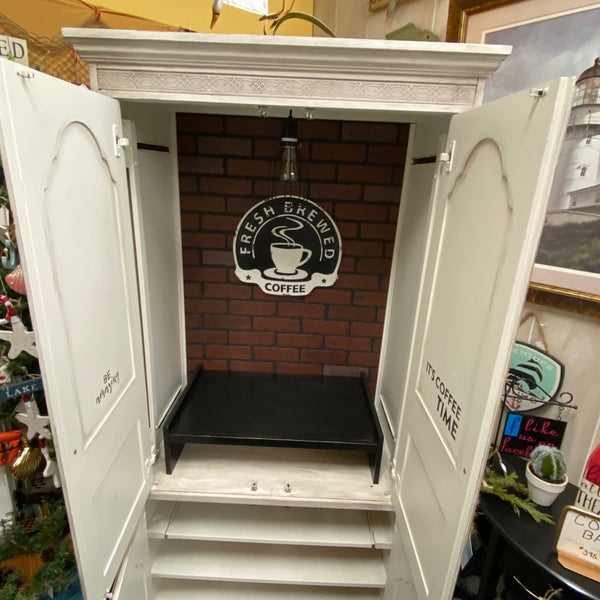 Nautical Anchor Painted Coffee Bar Armoire Liquor Cabinet Storage Closet