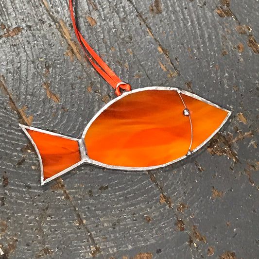 Stained Glass Sun Catcher Ornament Sky Orange Fish