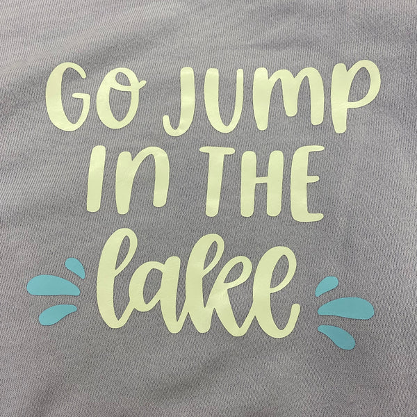 Go Jump in the Lake Graphic Designer Long Sleeve Crew Neck Sweatshirt Lavendar