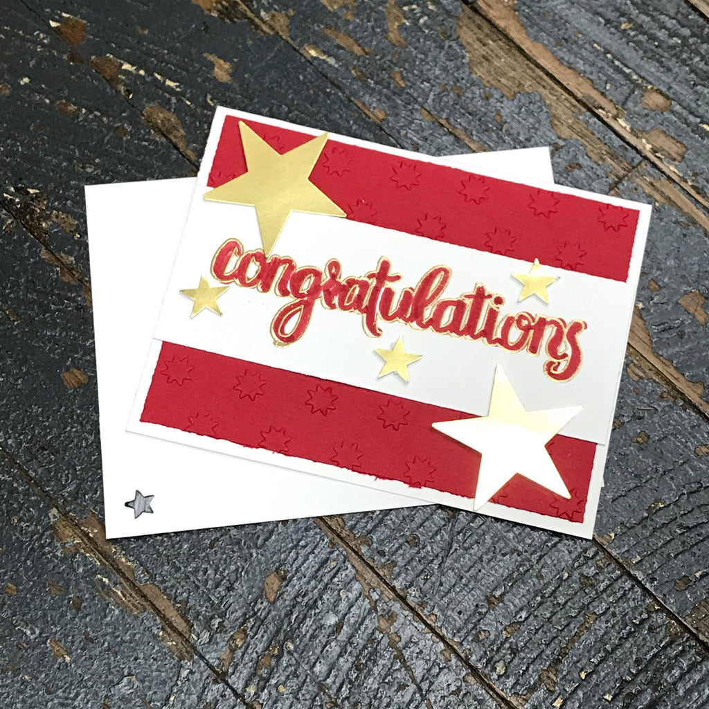 Congratulations Gold Star Script Handmade Stampin Up Greeting Card with Envelope