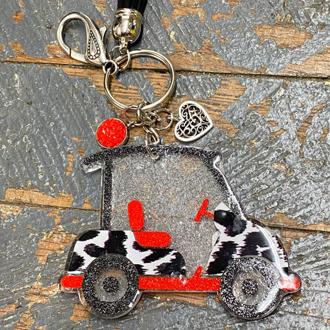 Acrylic Golf Cart Key Fob Charm Tassel Key Chain