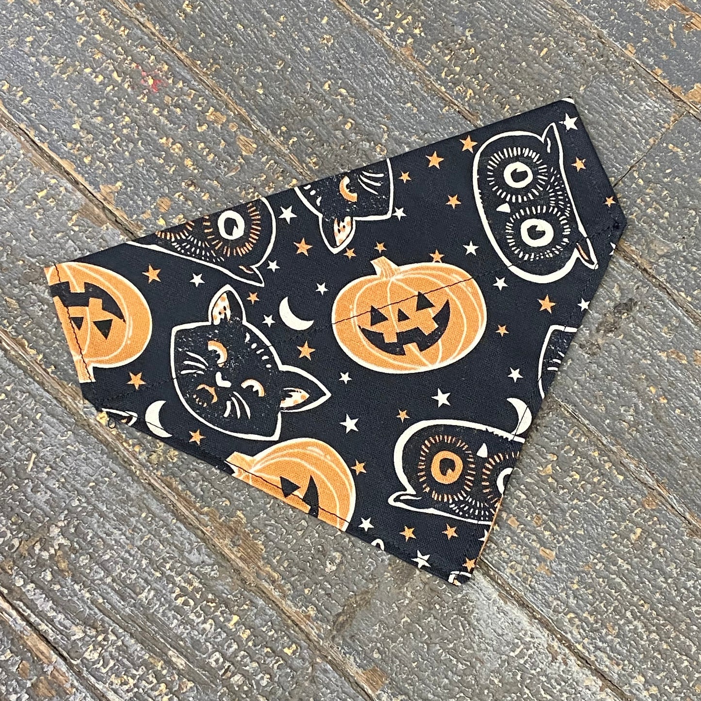 Owl Black Cat Jack-O-Lantern Pumpkin Dog Collar Pet Bandanna Neck Scarf Small