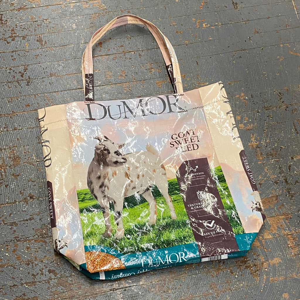 Upcycled Tote Purse Feed Bag Handmade Large Dumor Goat Sweet Handle Bag
