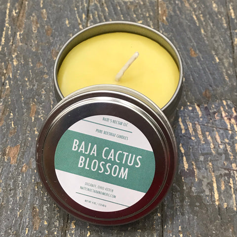Pure Beeswax Baja Cactus Blossom Tin Candle