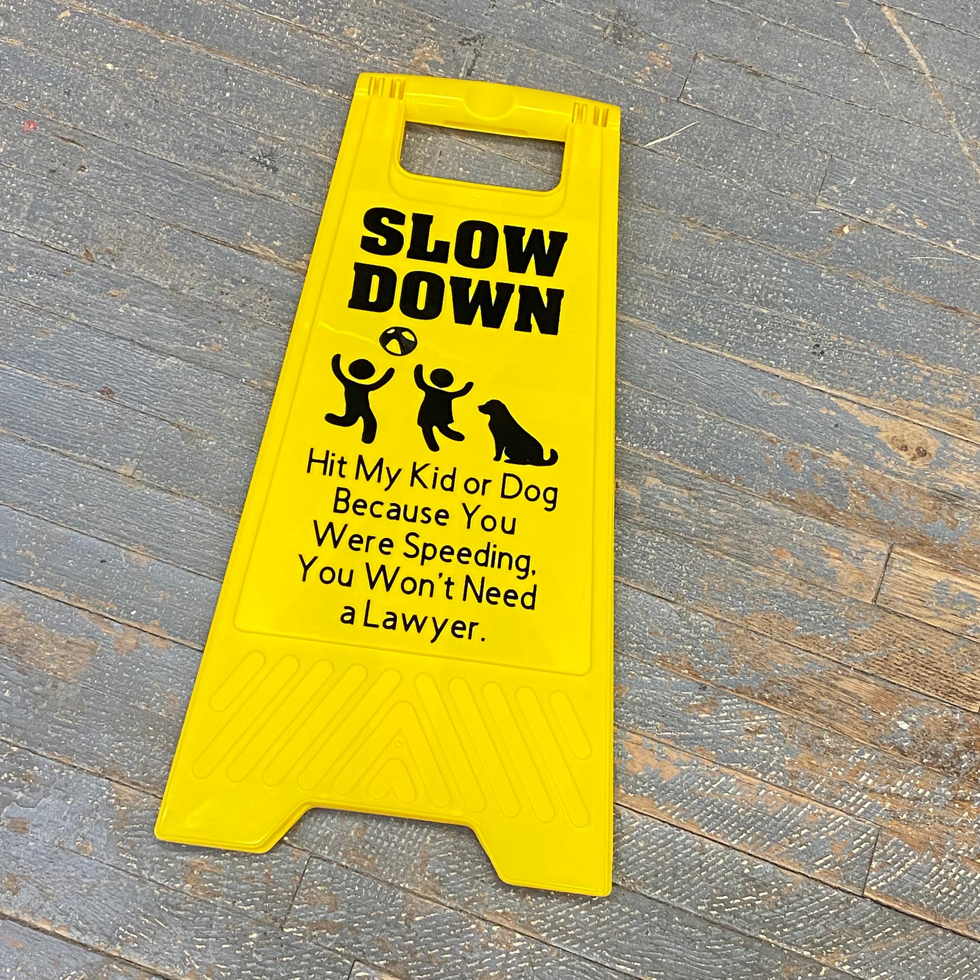 Plastic Street Sign Yellow Caution Sign Kids Dogs at Play