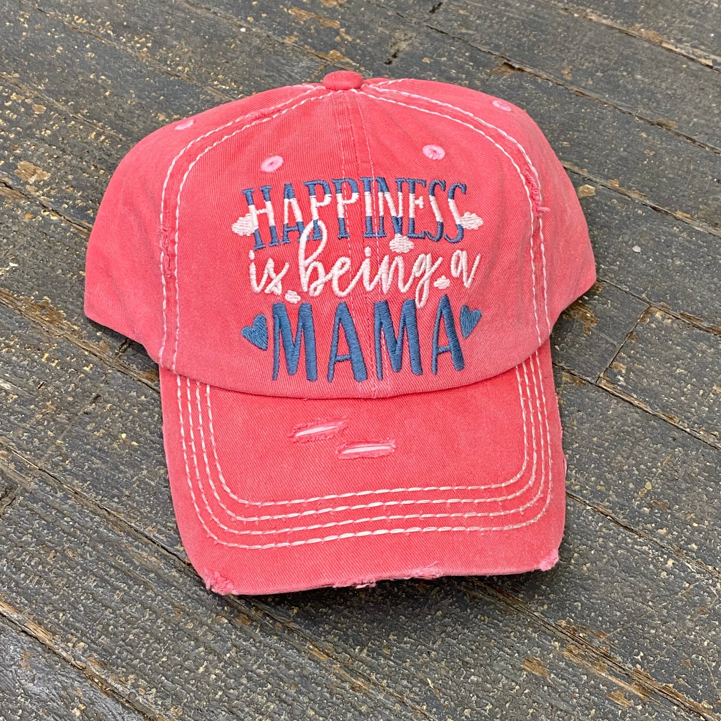 Happiness Being Mama Rugged Pink Coral Embroidered Ball Cap