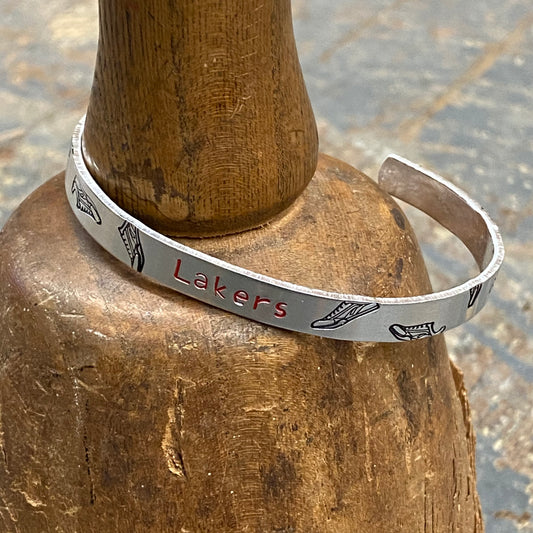 Indian Lake Lakers Track Field Custom Stamped Cuff Bracelet